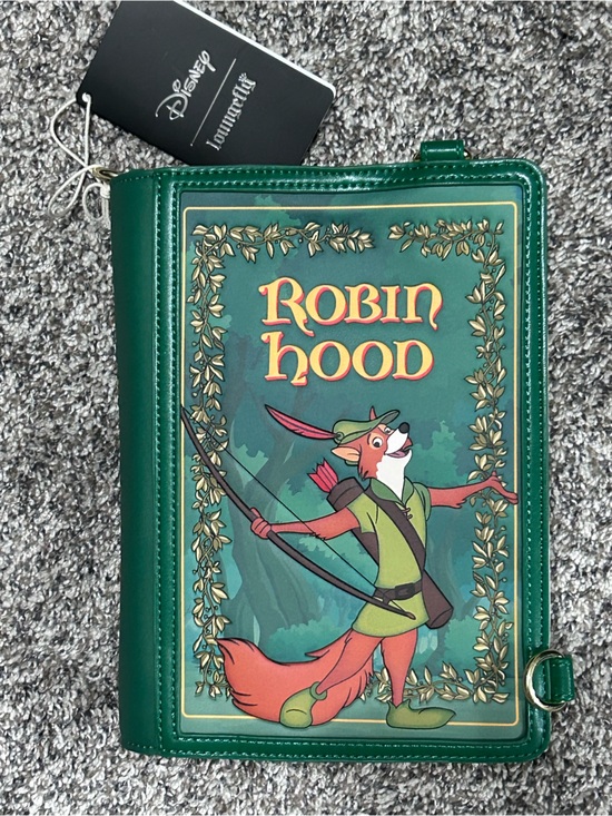 Loungefly Handbags - Disney Loungefly Robin Hood Green Zip-Around Crossbody